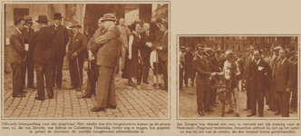 873591 Collage van 2 foto's betreffende de Utrechtse Singelloop, met links een afbeelding van drie burgemeesters ...